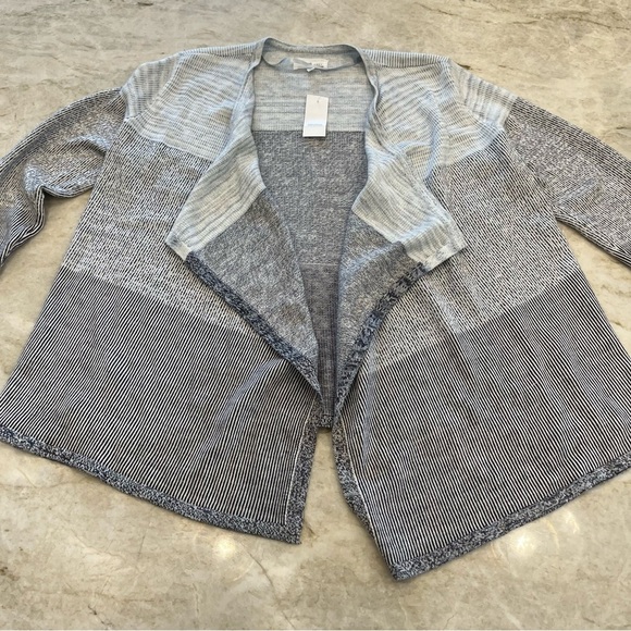 NEW‎ Lou & Grey Waterfall Cardigan | Grey Colorblock | NWT | Cotton Knit | Small - Picture 1 of 6